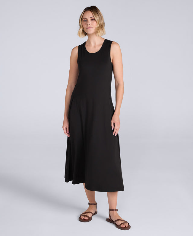 Alba Womens Tank Midi Dress - Jet Black