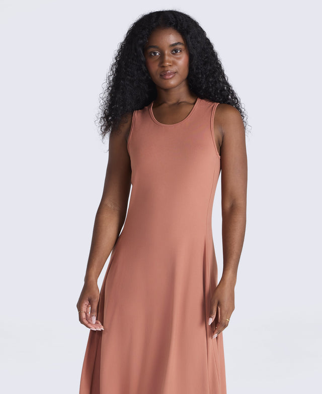 Alba Womens Tank Midi Dress - Rust