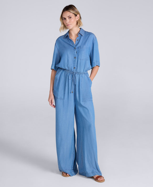 Olivia Womens Jumpsuit - Light Blue
