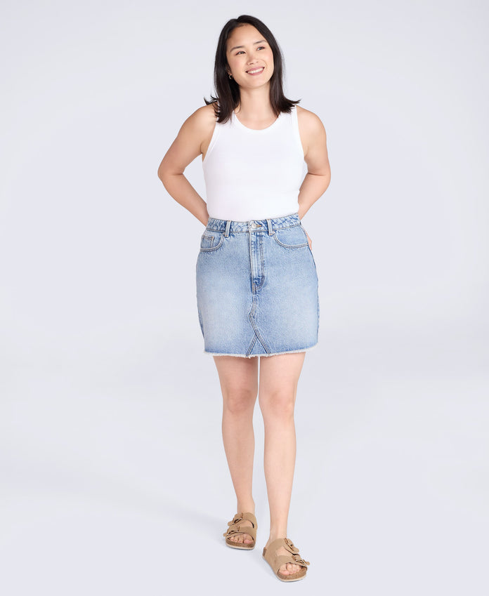 Kate Womens Mini Denim Skirt - Blue