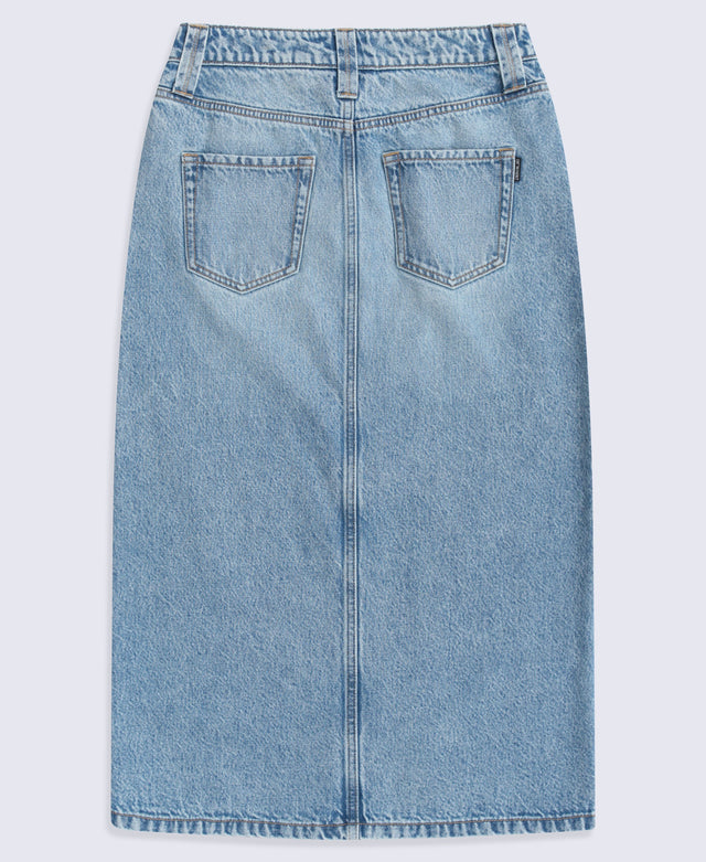Womens Denim Midi Skirt - Blue