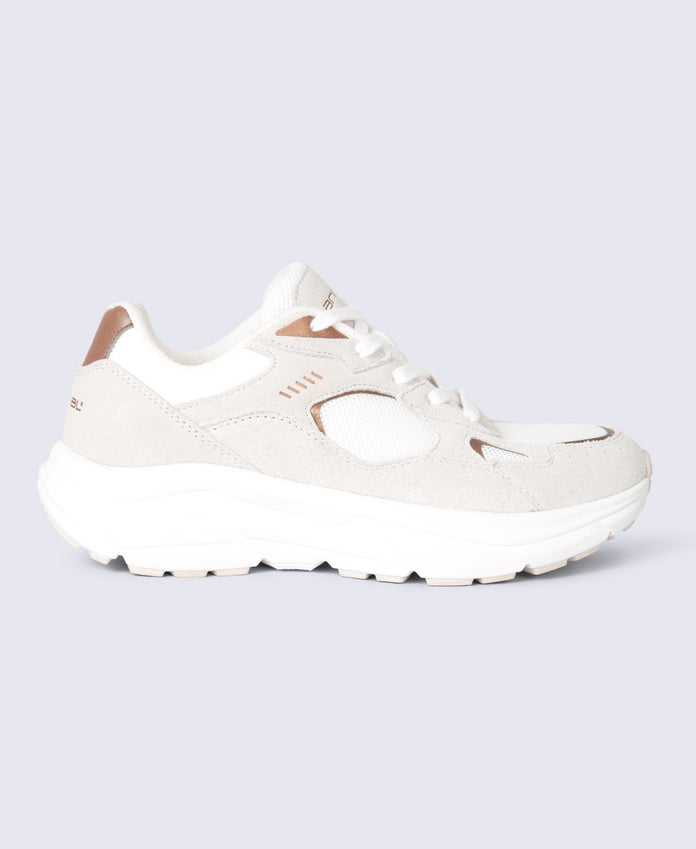 Ezra Womens Everyday Leather Trainers - Beige
