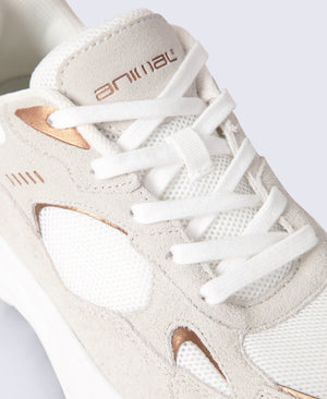 Ezra Womens Everyday Leather Trainers - Beige
