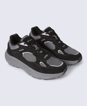 Ezra Mens Everyday Leather Trainer - Dark Grey