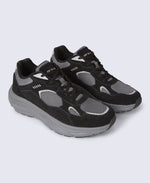 Ezra Mens Everyday Leather Trainer - Dark Grey