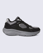Ezra Mens Everyday Leather Trainer - Dark Grey