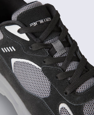 Ezra Mens Everyday Leather Trainer - Dark Grey