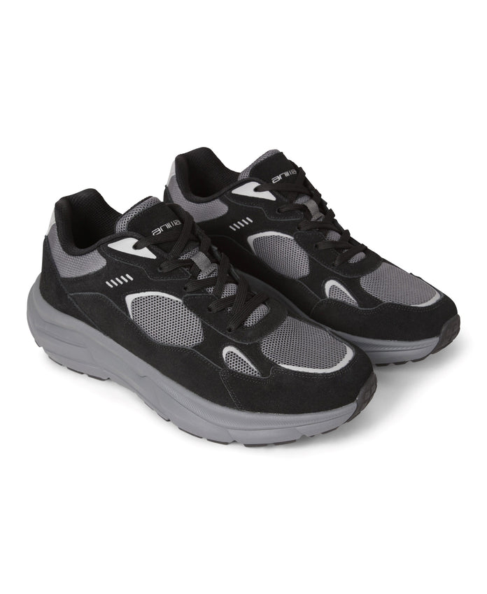 Ezra Mens Everyday Leather Trainer - Dark Grey