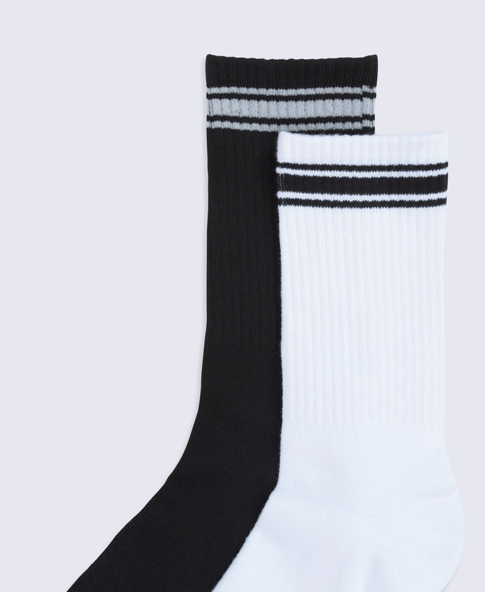 Active Mid Calf Socks - 2 Pack - White
