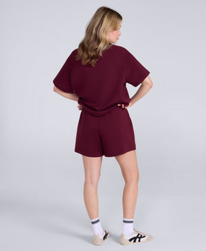 Cora Womens Travel Scuba Shorts - Burgundy