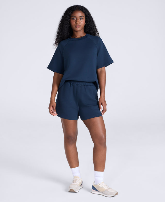 Cora Womens Travel Scuba Shorts - Navy