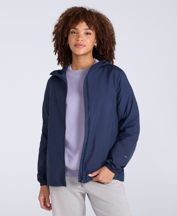Animal Sunrise Womens Light Packable Travel Jacket - Navy