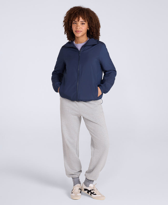Animal Sunrise Womens Light Packable Travel Jacket - Navy