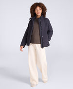 Nina Womens Grid Quilt Padded Jacket - Black