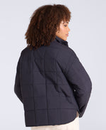 Nina Womens Grid Quilt Padded Jacket - Black