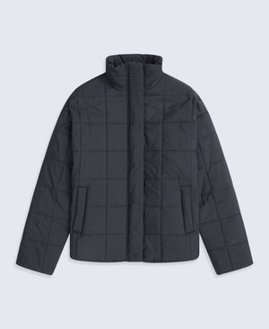 Nina Womens Grid Quilt Padded Jacket - Black