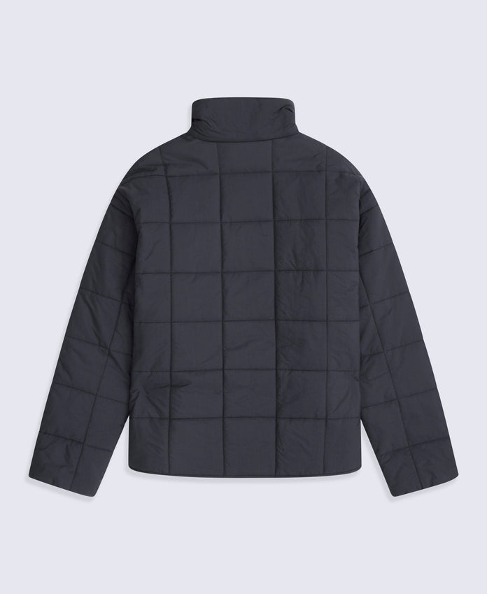 Nina Womens Grid Quilt Padded Jacket - Black