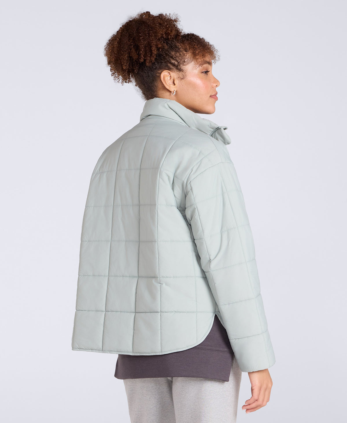 Nina Womens Grid Quilt Padded Jacket - Mint