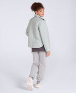 Nina Womens Grid Quilt Padded Jacket - Mint