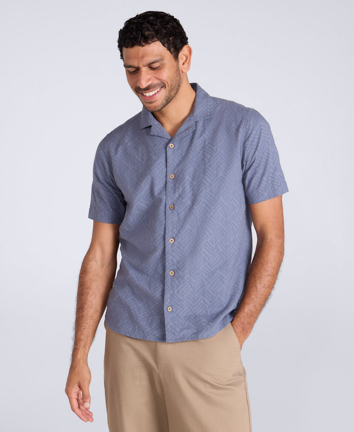 Fiji Mens Textured Shirt - Blue
