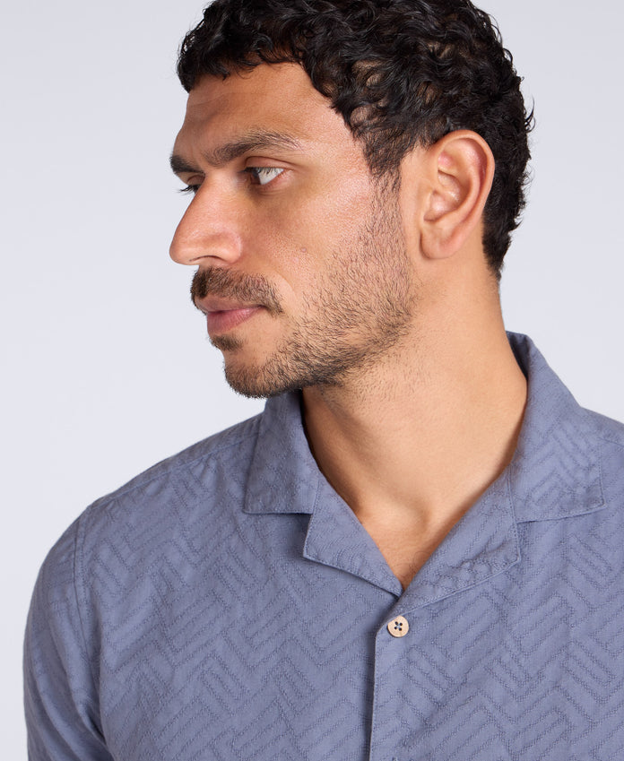 Fiji Mens Textured Shirt - Blue