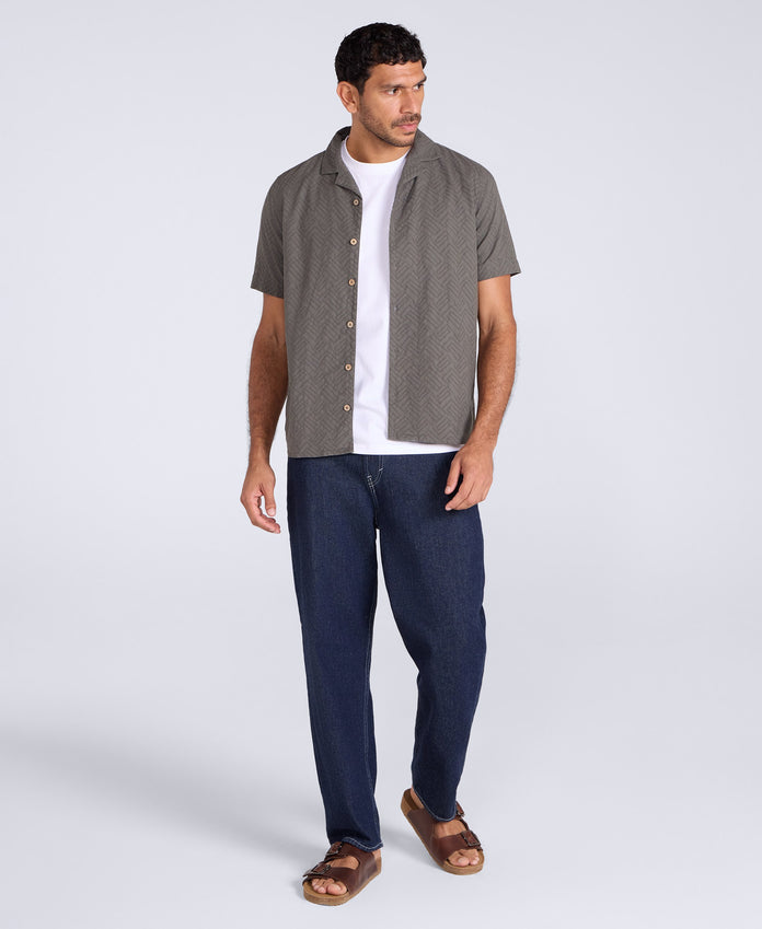 Fiji Mens Textured Shirt - Green