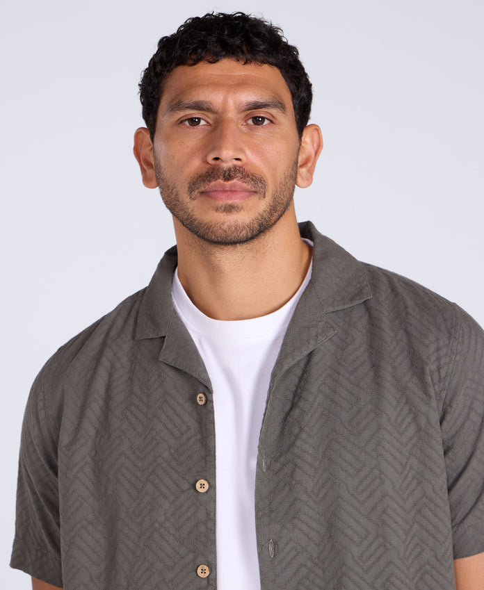 Fiji Mens Textured Shirt - Green