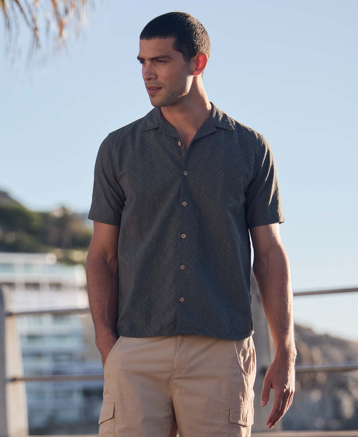 Fiji Mens Textured Shirt - Green