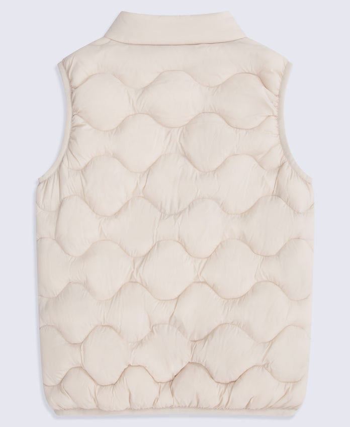 Kids Quilted Padded Gilet - Light Beige