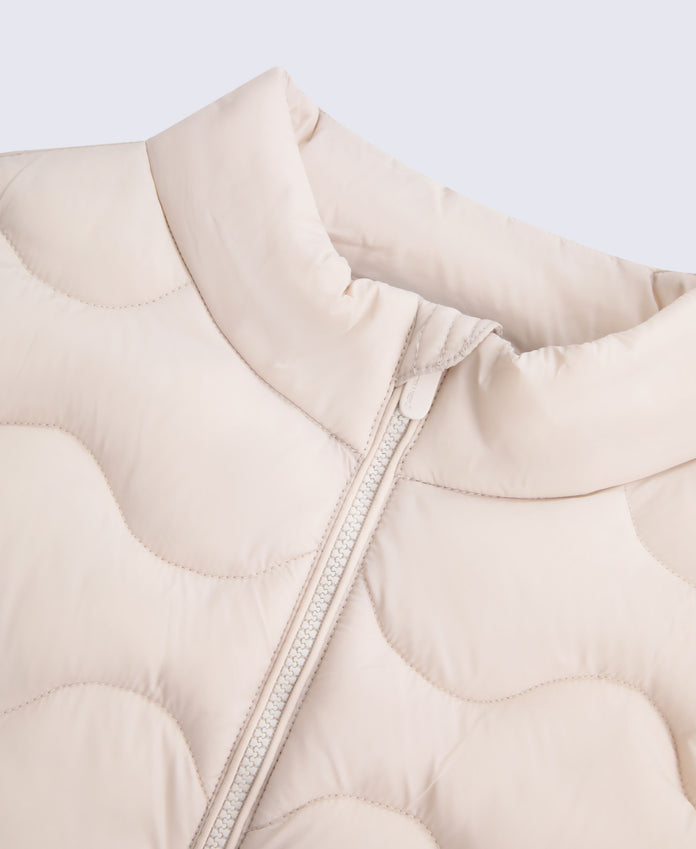 Kids Quilted Padded Gilet - Light Beige