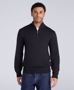 Mens Ribbed Quarter Zip Jumper - Black