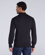 Mens Ribbed Quarter Zip Jumper - Black