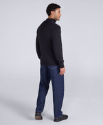 Mens Ribbed Quarter Zip Jumper - Black