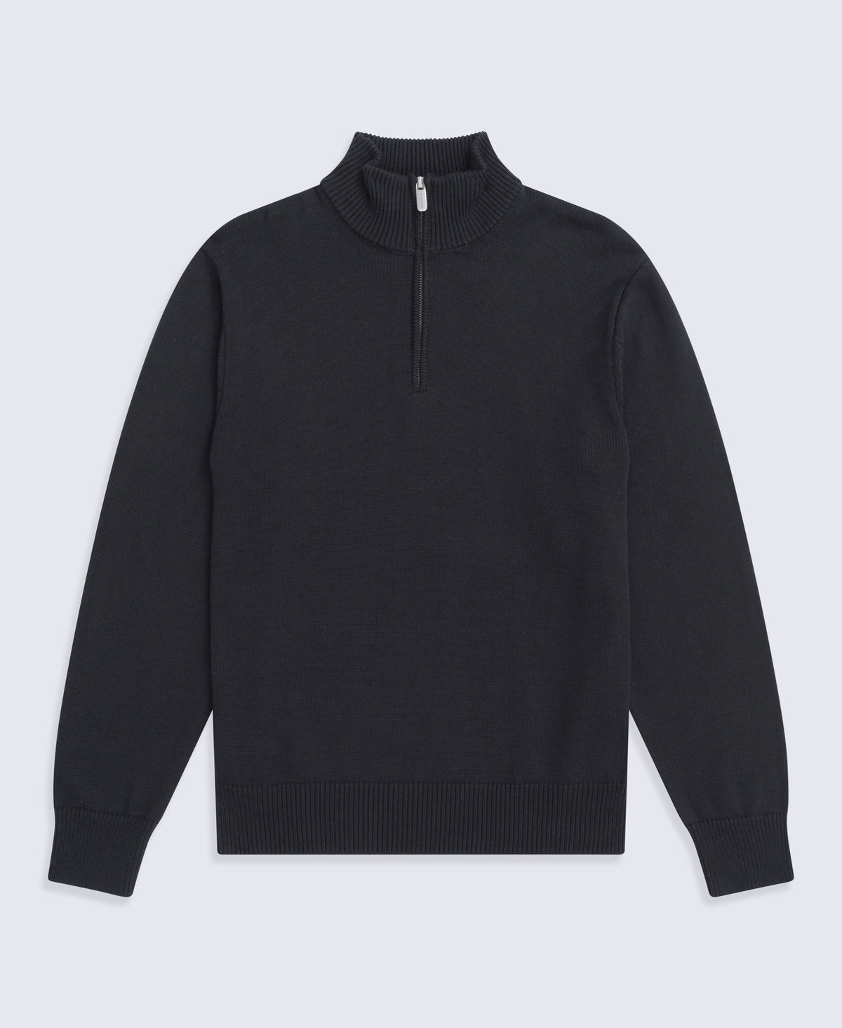 Mens Ribbed Quarter Zip Jumper - Black