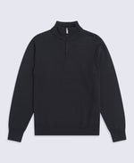 Mens Ribbed Quarter Zip Jumper - Black