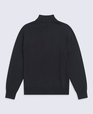 Mens Ribbed Quarter Zip Jumper - Black
