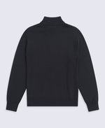 Mens Ribbed Quarter Zip Jumper - Black
