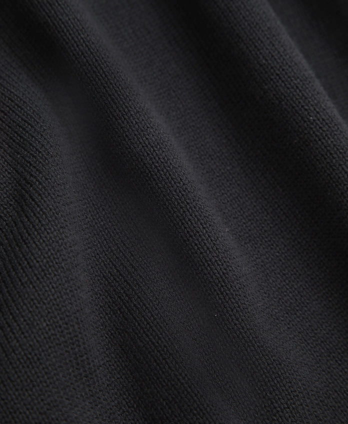 Mens Ribbed Quarter Zip Jumper - Black