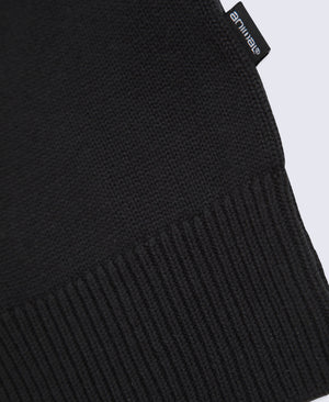 Mens Ribbed Quarter Zip Jumper - Black