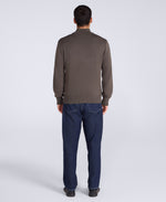Mens Ribbed Quarter Zip Jumper - Khaki