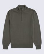 Mens Ribbed Quarter Zip Jumper - Khaki