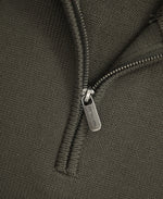 Mens Ribbed Quarter Zip Jumper - Khaki