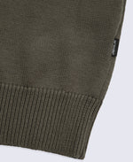 Mens Ribbed Quarter Zip Jumper - Khaki