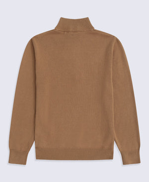 Mens Ribbed Quarter Zip Jumper - Mustard