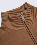 Mens Ribbed Quarter Zip Jumper - Mustard