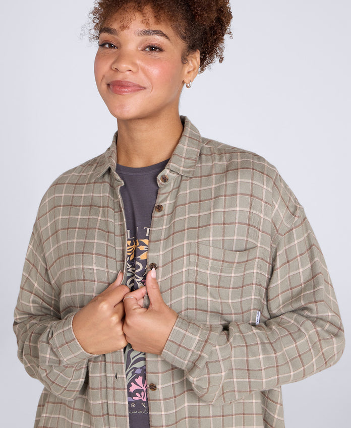 Maisie Womens Supersoft Relaxed Shirt - Khaki