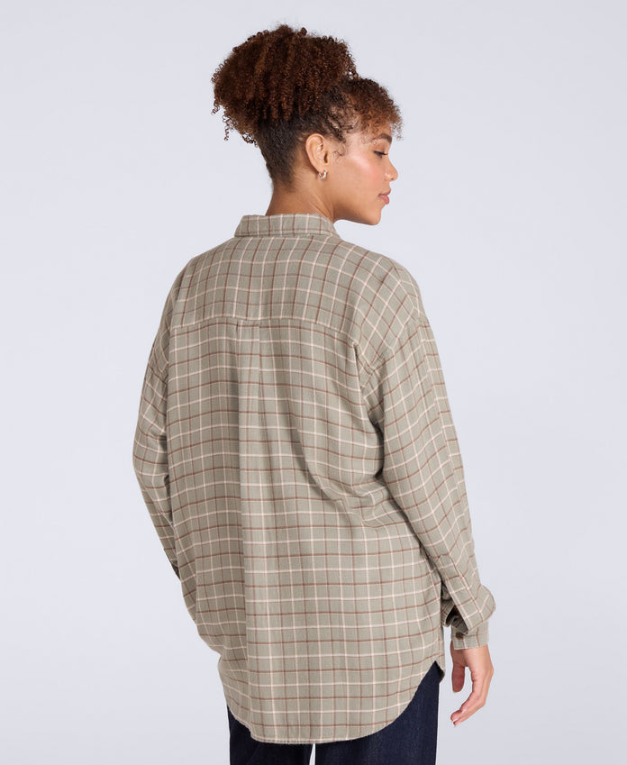 Maisie Womens Supersoft Relaxed Shirt - Khaki
