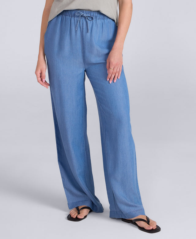 Tencel Chambray Womens Trousers - Light Blue