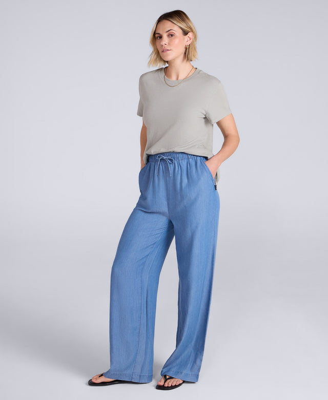 Tencel Chambray Womens Trousers - Light Blue