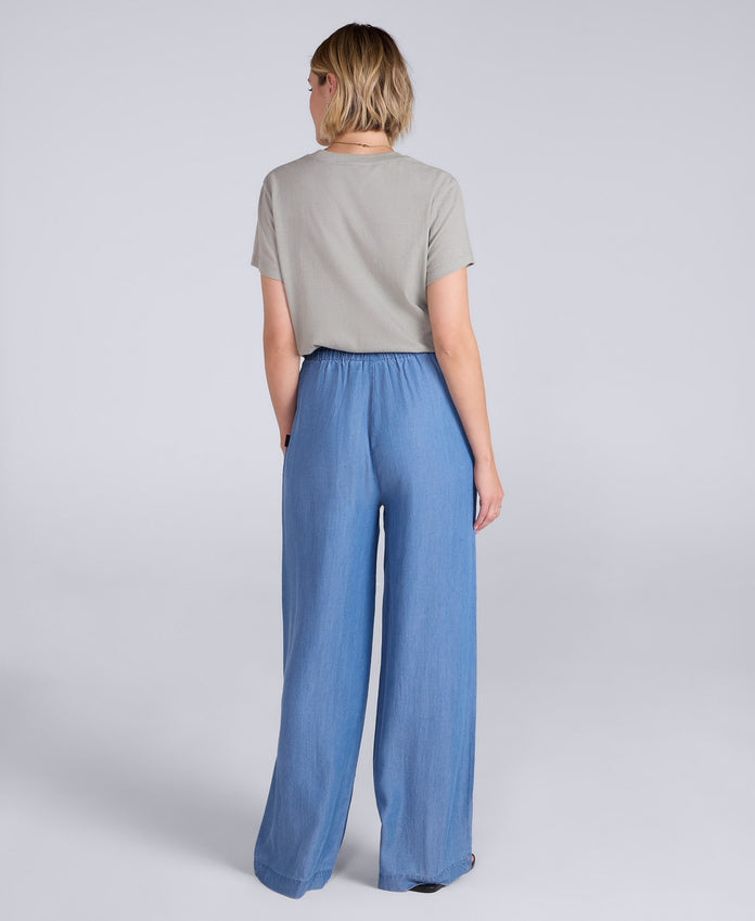 Tencel Chambray Womens Trousers - Light Blue